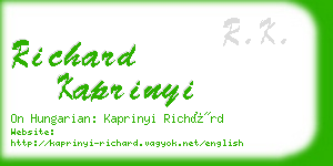 richard kaprinyi business card